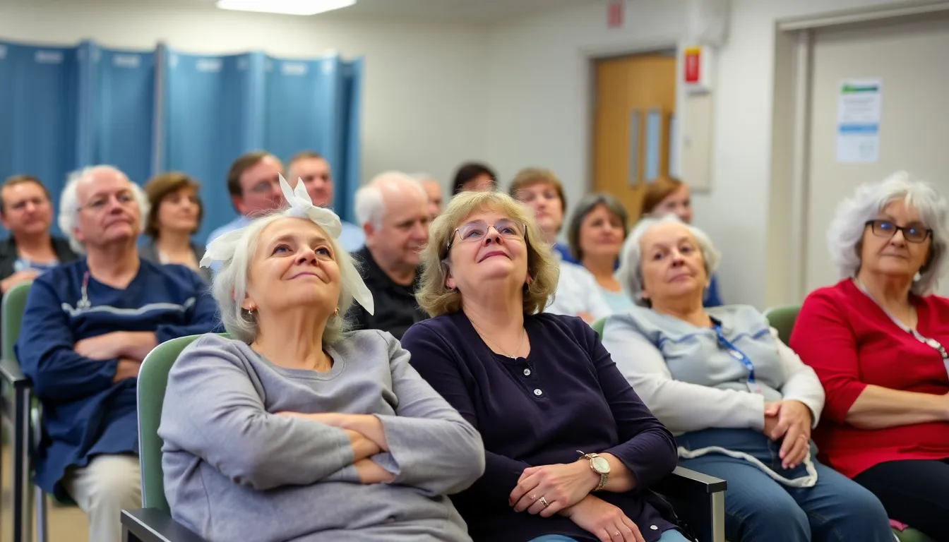 Healthcare providers discussing strategies to maintain efficient patient care amid the recent decline in waiting times