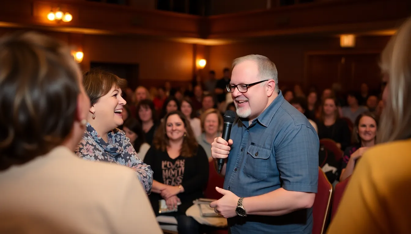 Ruth Jones and Steve Speirs share a laugh during a promotional event for their upcoming comedy series about modern relationships.