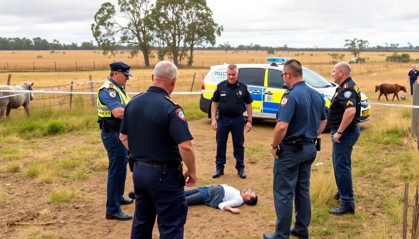 Authorities stand near a remote campsite in New South Wales where a body, believed to be that of fugitive shooter Nathaniel McKenzie, was discovered following an extensive manhunt.