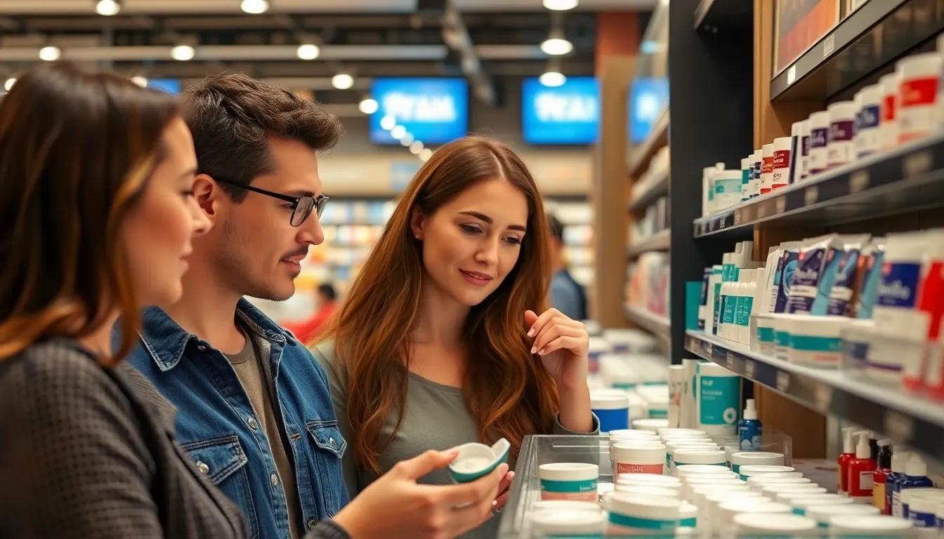 A woman applies a luxurious night cream to her face in a softly lit bathroom, surrounded by various skincare products on the countertop.