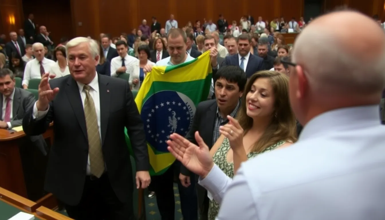 Supporters and opponents of the bill gather outside Brazil's National Congress, expressing their views on the recent legislation that reduces former President Jair Bolsonaro's prison sentence.