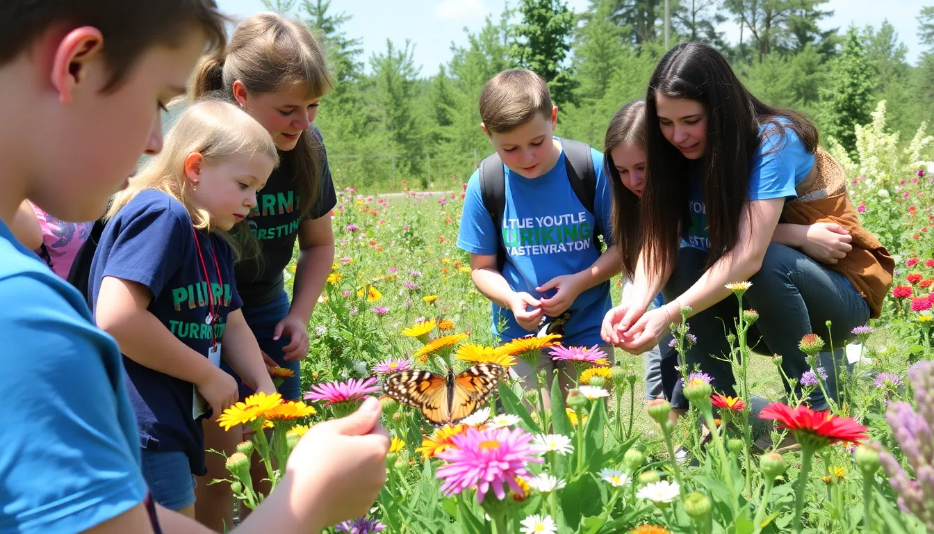 A Common Buckeye butterfly fluttering among wildflowers, highlighting its resilience and adaptability in a changing environment