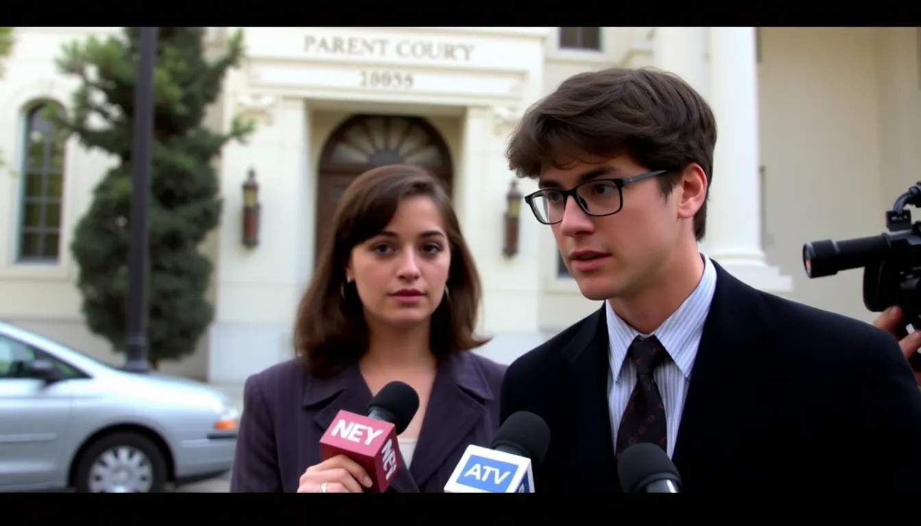 A former child actor from Disney stands outside a courthouse, speaking to reporters about the financial mismanagement that led to the loss of his earnings.
