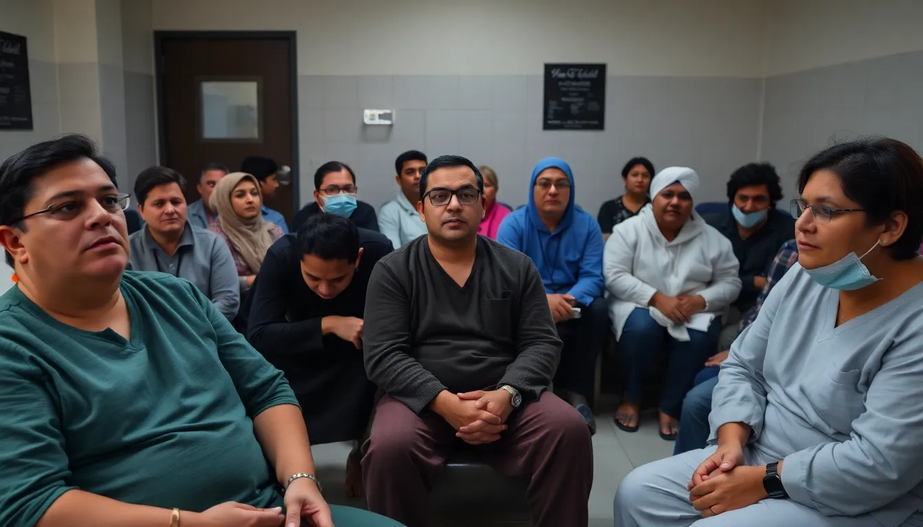 Doctors and hospital staff gather outside a healthcare facility, holding signs and banners in protest during the ongoing strike for better working conditions and pay.
