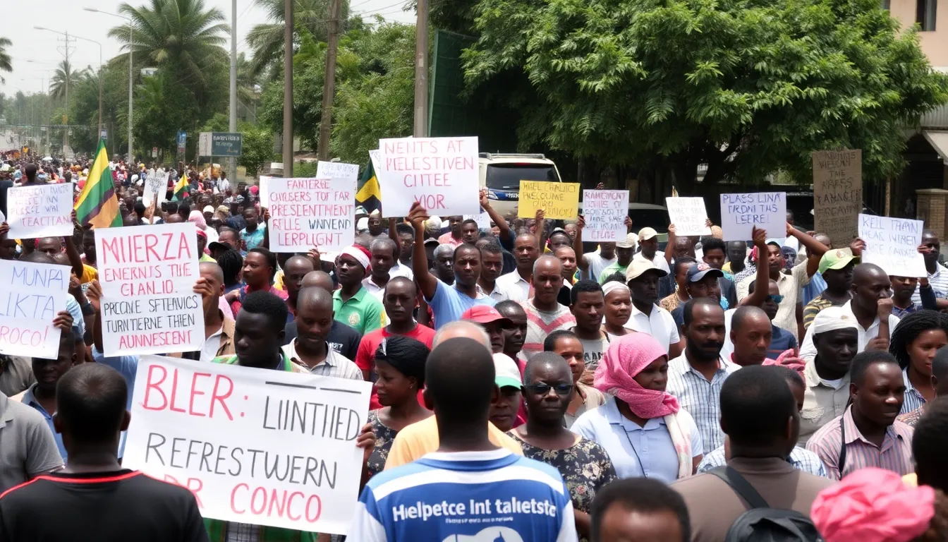 President Félix Tshisekedi addresses a crowd in Kinshasa, expressing his views on the potential extension of his term amid rising political tensions and concerns over upcoming elections.