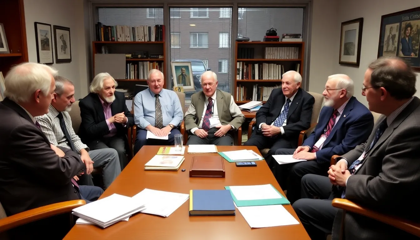 A group of economists and students gather in a university lecture hall to discuss the legacy of Edmund Phelps following the announcement of his passing at 92.