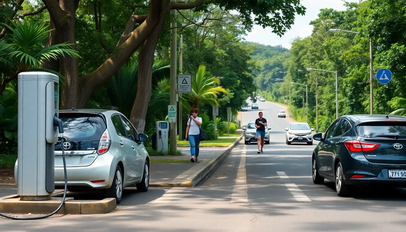 An electric bus navigates urban streets, representing a significant shift in public transportation and the practical application of electric mobility initiatives