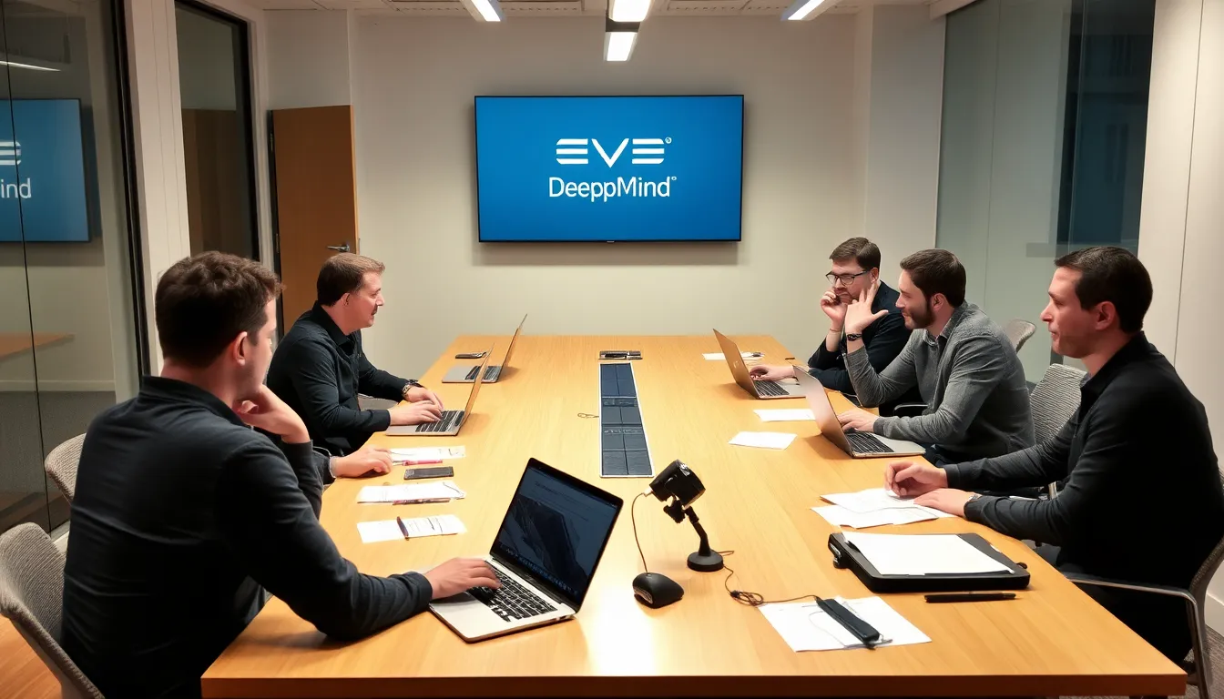 A group of industry analysts discusses the implications of the Eve Online developer's departure from Pearl Abyss and their new partnership with Google DeepMind during a conference.