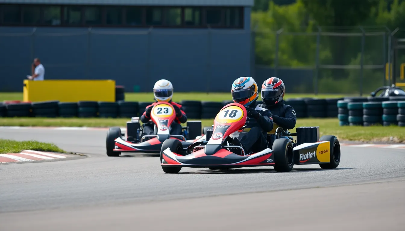 A young driver practices on a racetrack, showcasing determination and focus as they navigate a challenging corner in preparation for a competitive season.