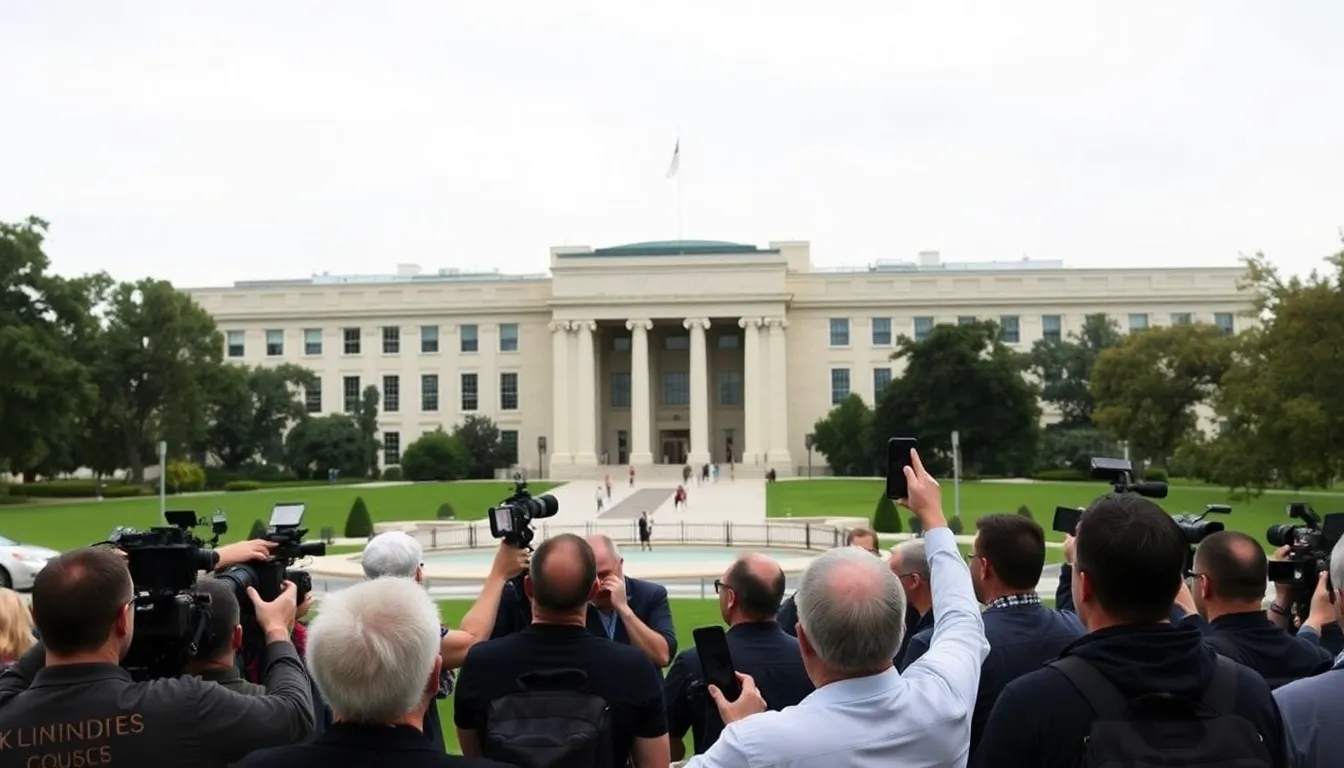A group of military personnel discusses recent UFO sightings during a briefing at the Pentagon, highlighting the government's renewed focus on investigating unexplained aerial phenomena.