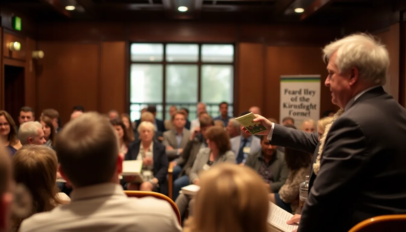Frank CottrellBoyce passionately addresses an audience at a literary festival, urging the recognition of children's reading as a fundamental right amidst concerns over literacy disparities.