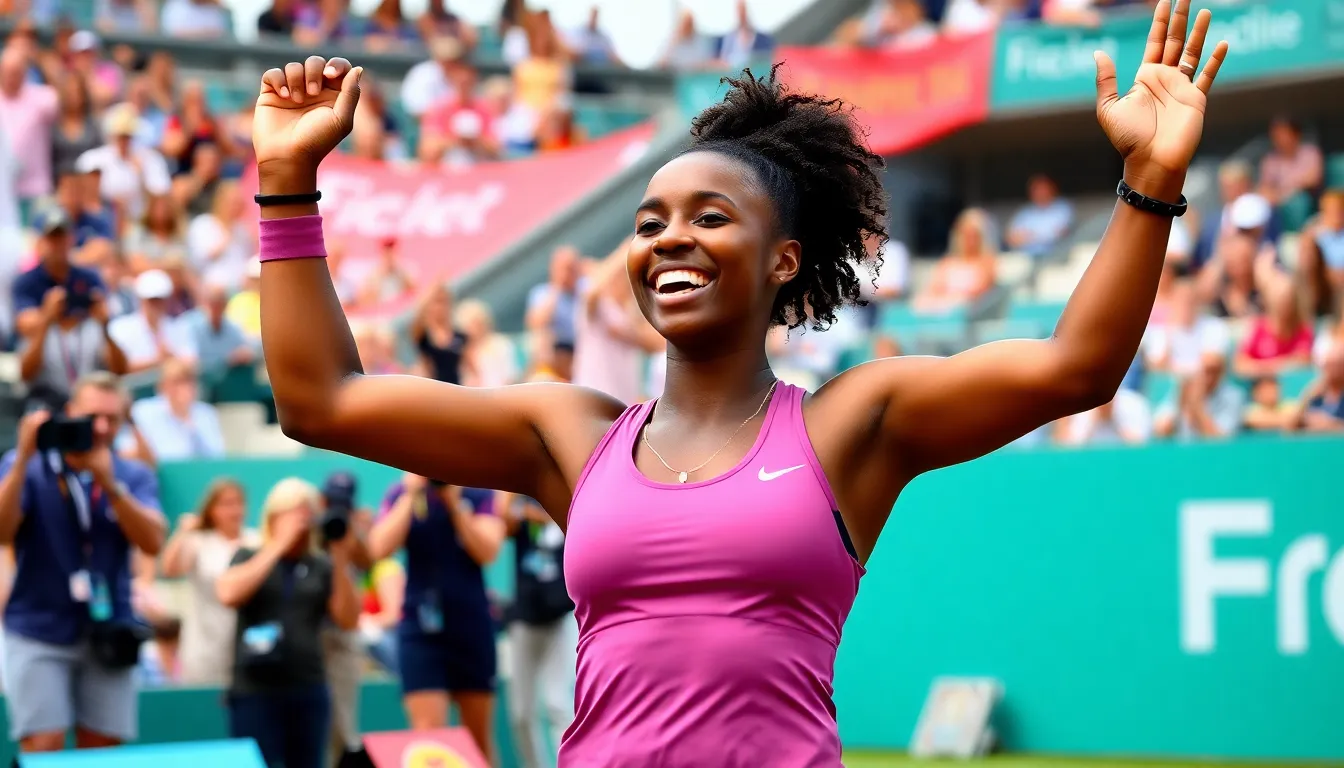 Coco Gauff celebrates her victory over Sorana Cirstea at the Madrid Open, showcasing her determination despite battling a stomach virus.