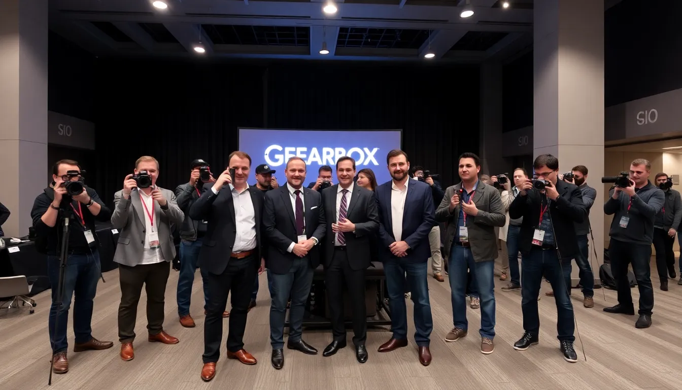 Talented developers collaborate in a dynamic workspace, reflecting the innovative environment that Gearbox Quebec aims to cultivate in their new studio
