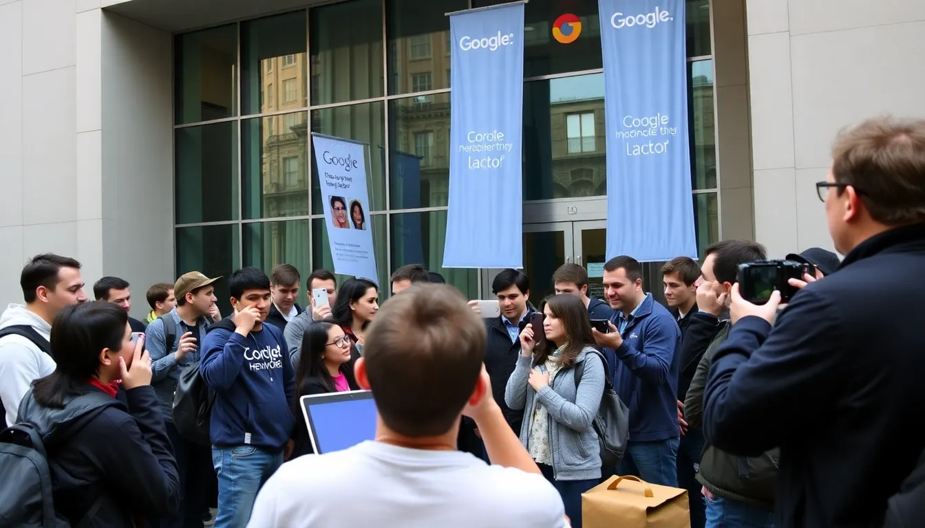 A group of students explores the Googlebook's features, illustrating its potential as a powerful tool for learning in remote and hybrid education environments