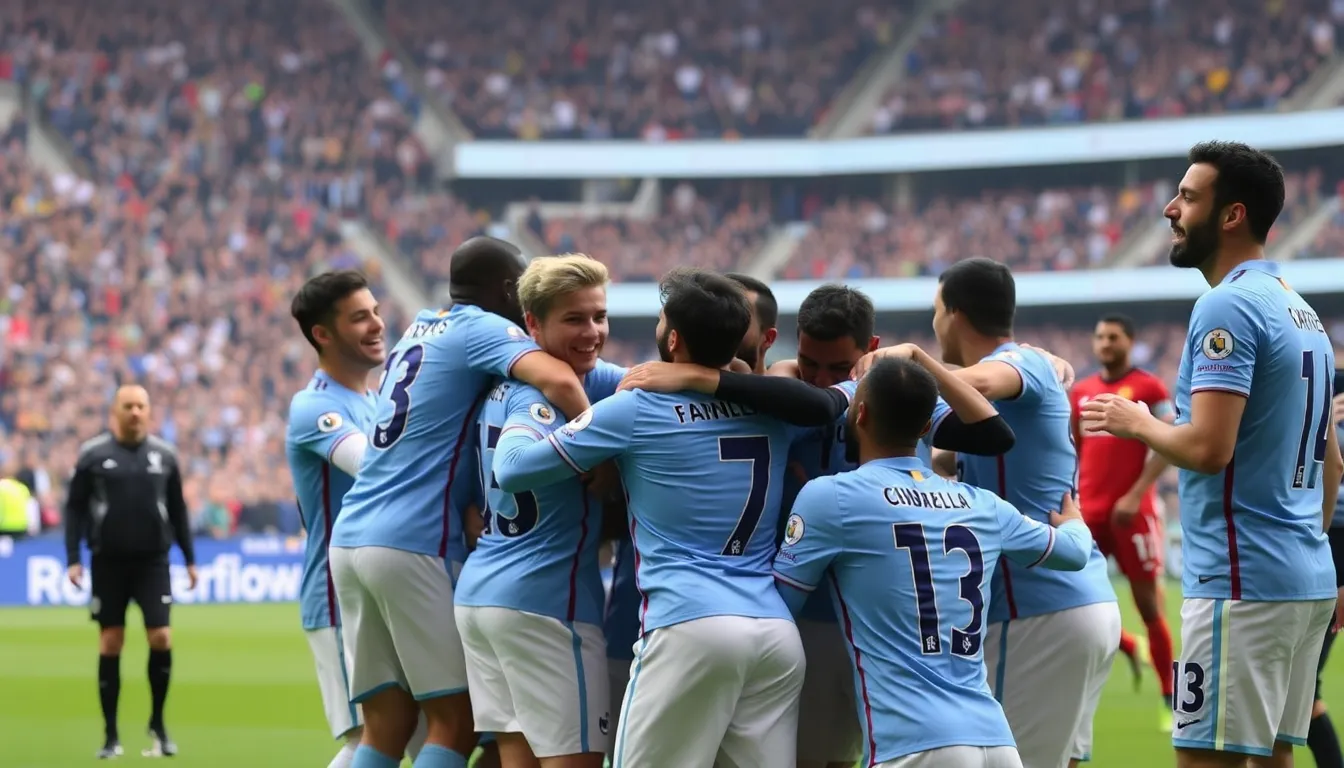 Fans cheering passionately at the Etihad Stadium, highlighting the community's engagement and support for Manchester City