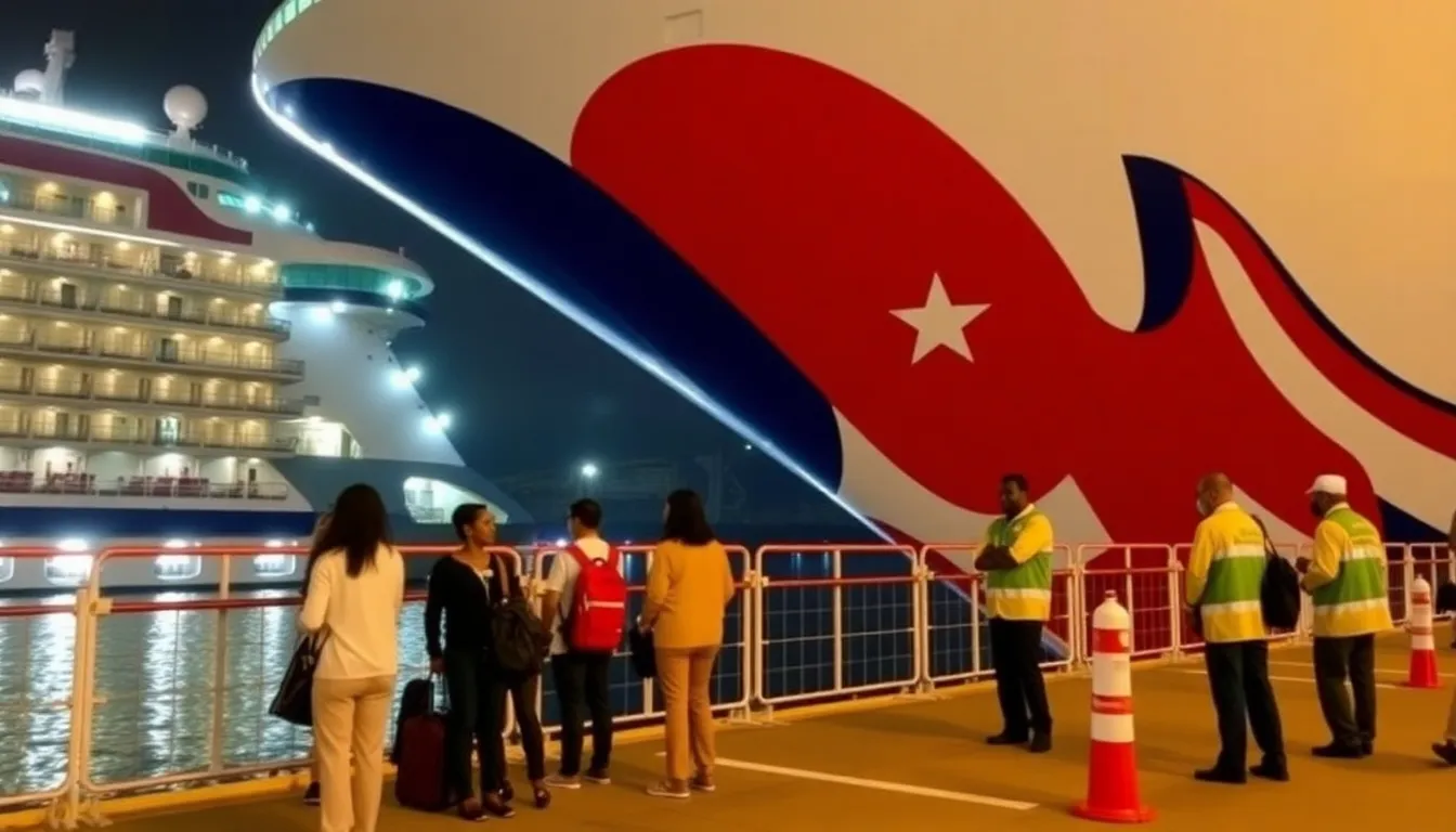 A cruise ship departs from Cape Verde with passengers on board after three individuals were evacuated due to confirmed Hantavirus cases.