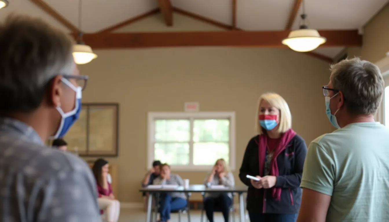 A Hantavirus survivor shares their emotional story during a community health event aimed at raising awareness about the dangers of the virus and preventive measures against rodent exposure.