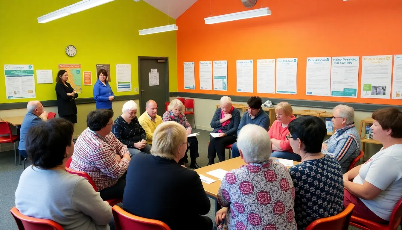 A local advocate speaking at an event aimed at encouraging residents to seek help for mental health challenges