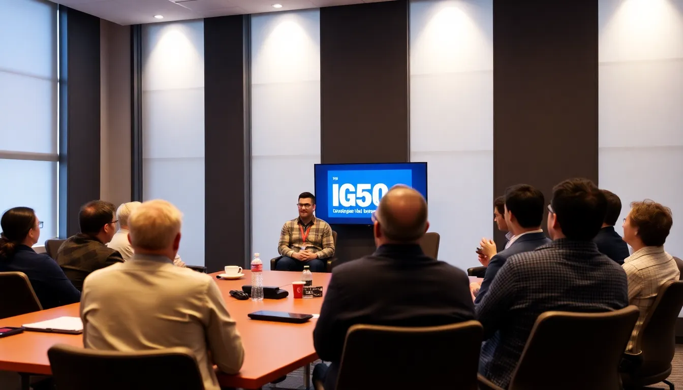 A participant proudly presenting their game prototype to industry leaders, highlighting the innovative ideas fostered by the IG50 program