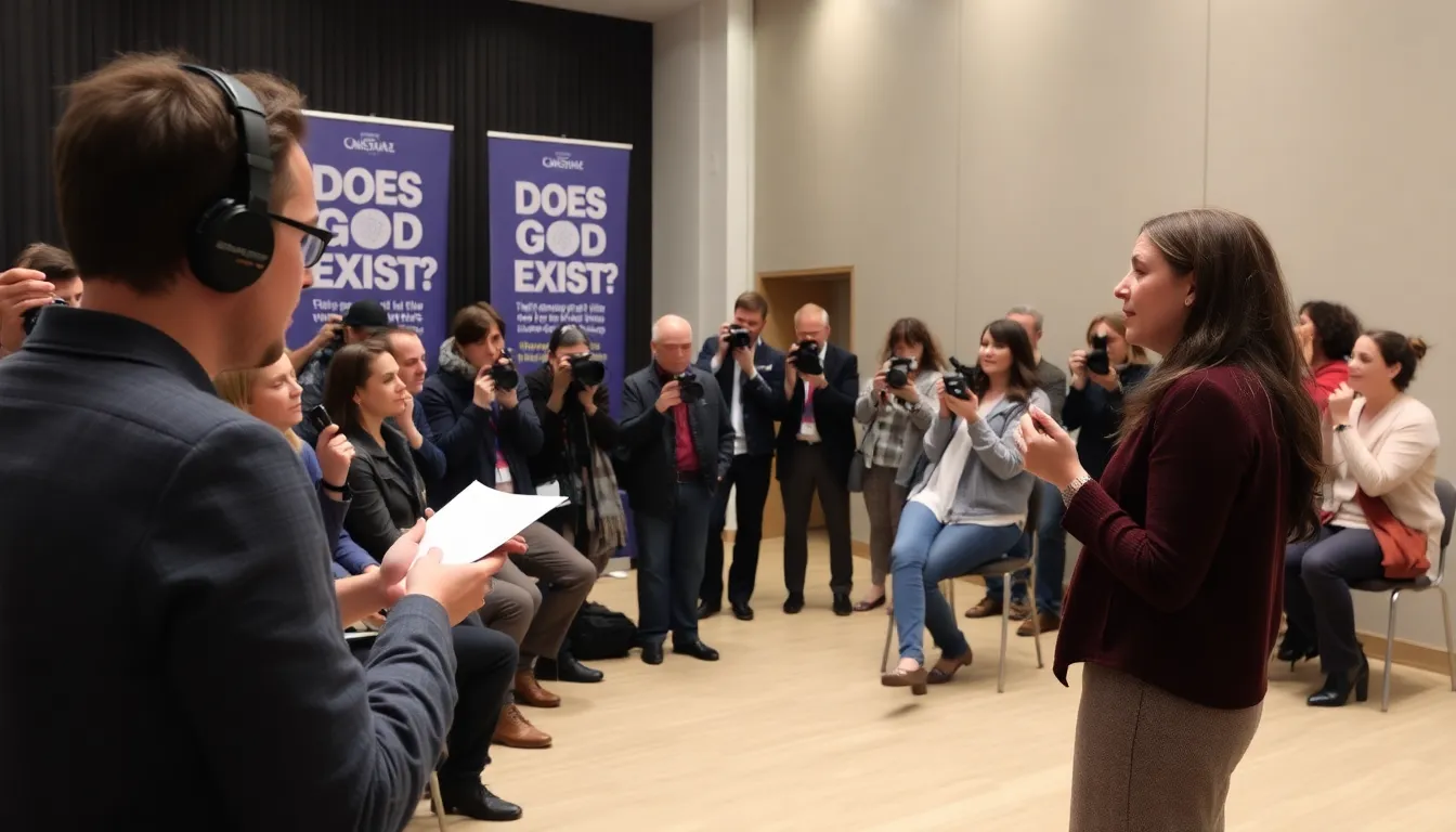 A vibrant rehearsal space filled with actors and creative team members, illustrating the collaborative environment fostered by Harris as she transitions into her directorial role