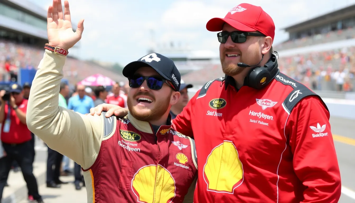 Justin Allgaier speaks confidently at a press conference, expressing his unwavering support for crew chief Jim Pohlman following the departure of Kyle Busch from their NASCAR team.