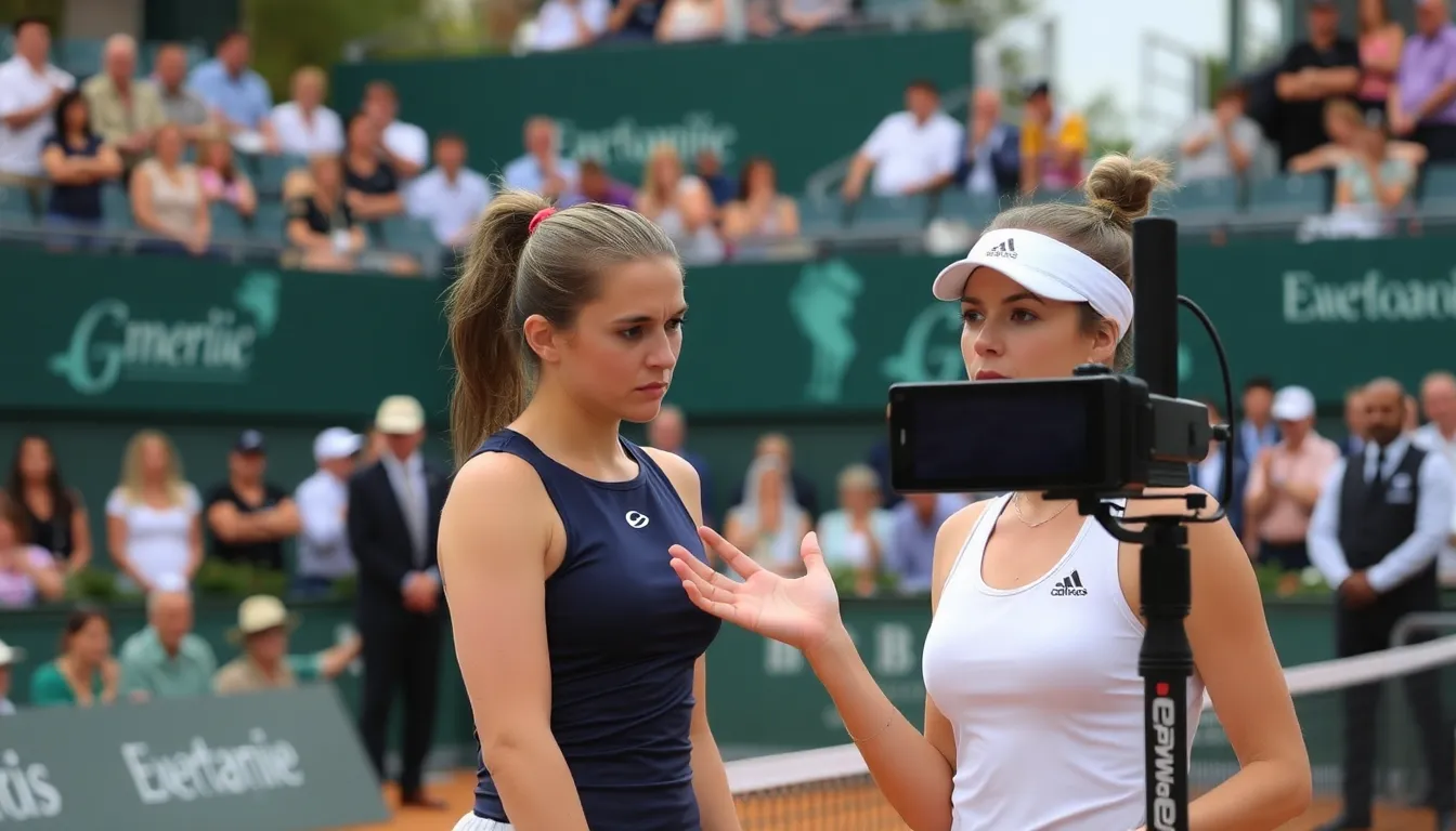 Fans in the stands react with disappointment as an incorrect electronic line call is made during Rybakina's match, highlighting the tension in the atmosphere