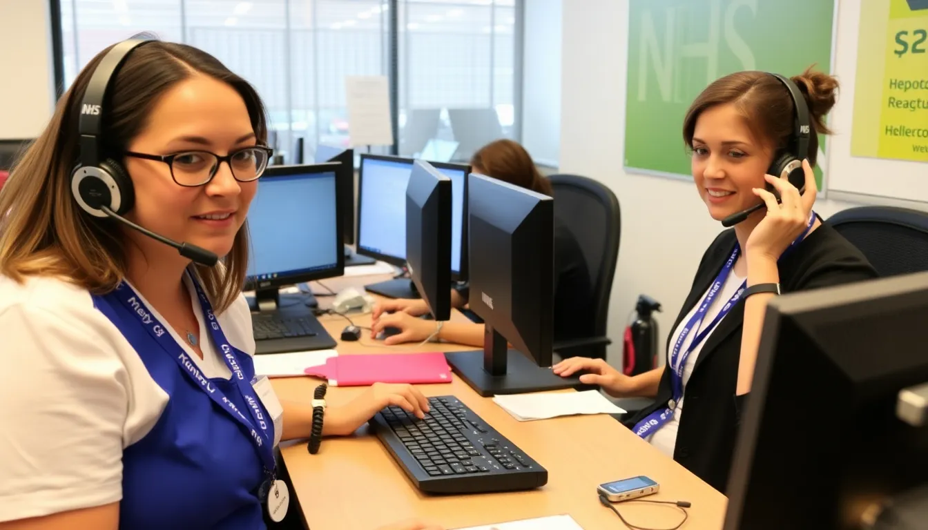 NHS staff members gather in a busy hospital corridor, discussing their concerns as they prepare to make calls to the newly established helplines under Martha's Rule.