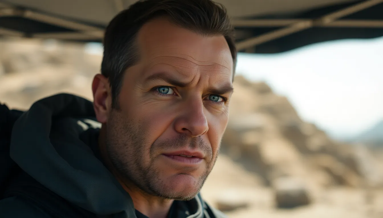 Matt Damon is seen in a dramatic scene from the new trailer for Christopher Nolan's The Odyssey, showcasing his character's intense expression as he navigates a treacherous landscape.