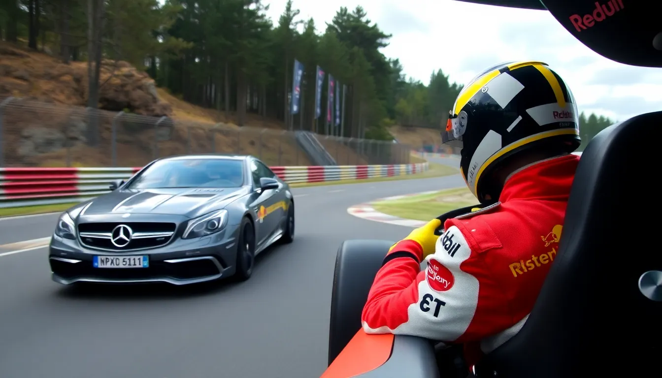 An aerial view of the Nurburgring track, highlighting its iconic layout and elevation changes that test both driver skill and vehicle performance