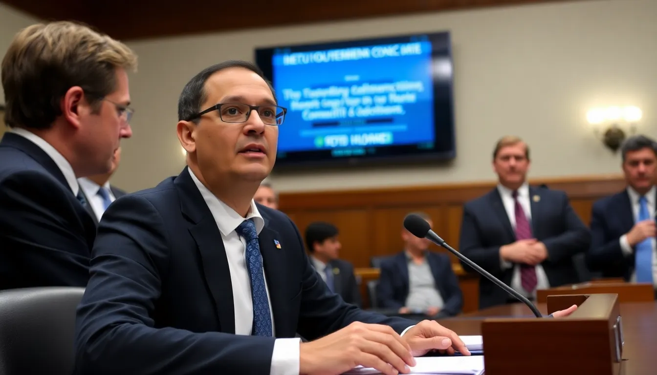 Satya Nadella, the CEO of Microsoft, speaks during a congressional hearing about the company's investments in OpenAI, emphasizing the importance of responsible AI development amidst growing scrutiny.