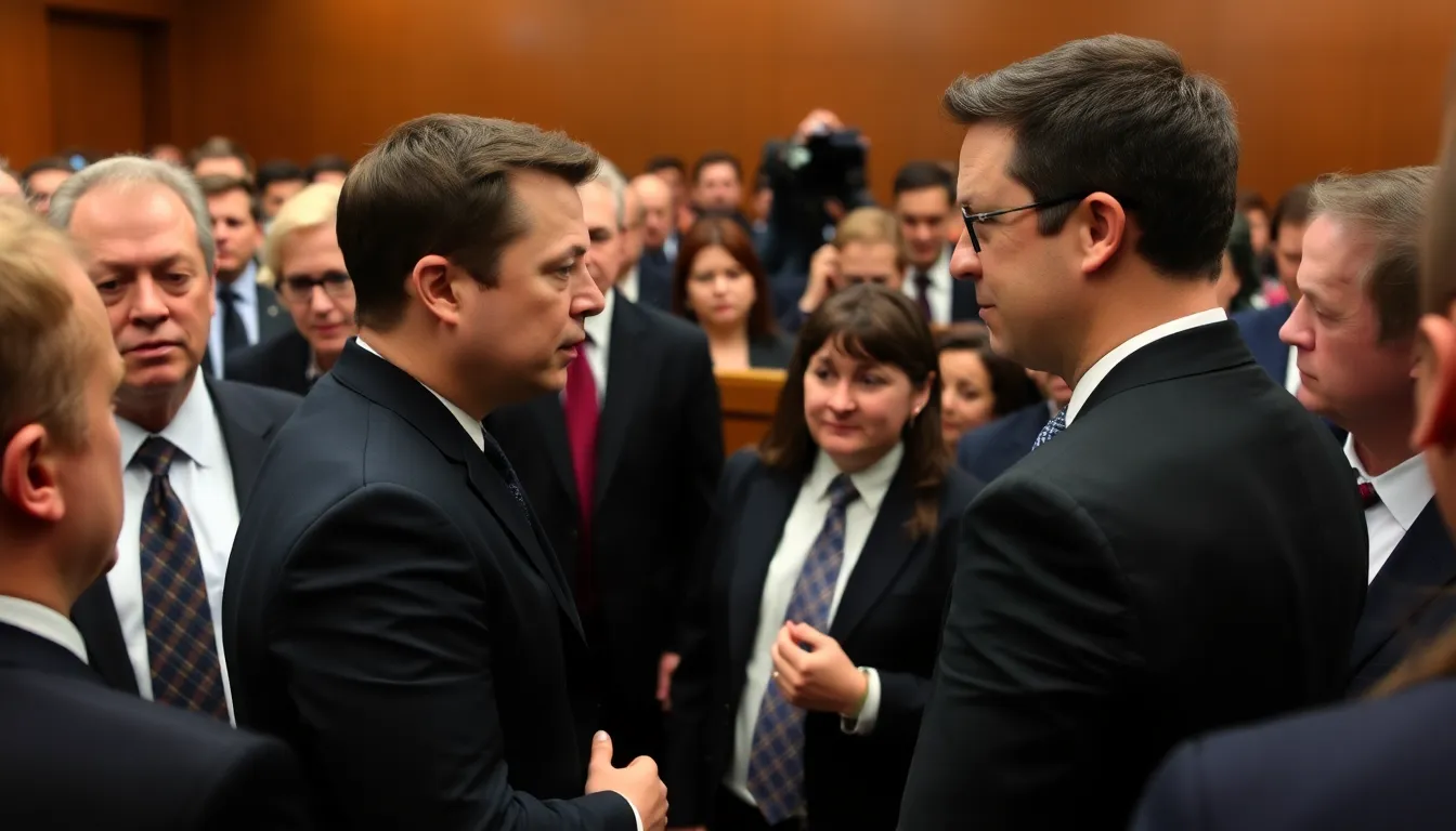 A tense atmosphere fills the courtroom as Musk and Altman face off, reflecting the high stakes of their dispute