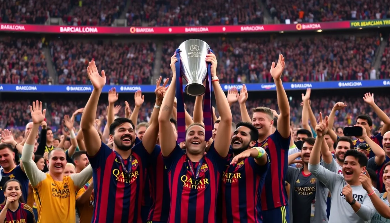 Barcelona fans revel in the victory, showcasing their pride and excitement as they celebrate the team's triumph over their historic rivals