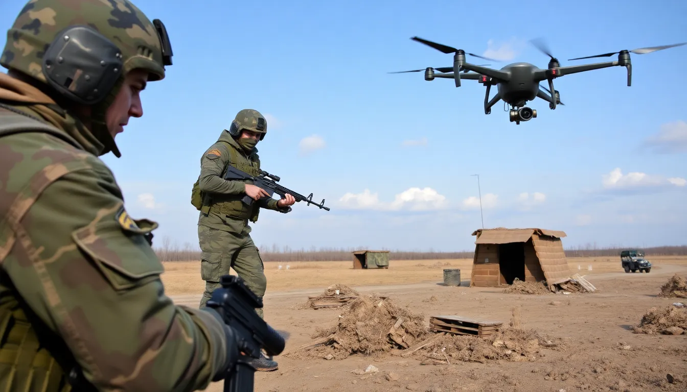 Soldiers from both sides observing the impact of robotic systems on modern warfare, reflecting the evolving nature of combat strategies in the ongoing conflict