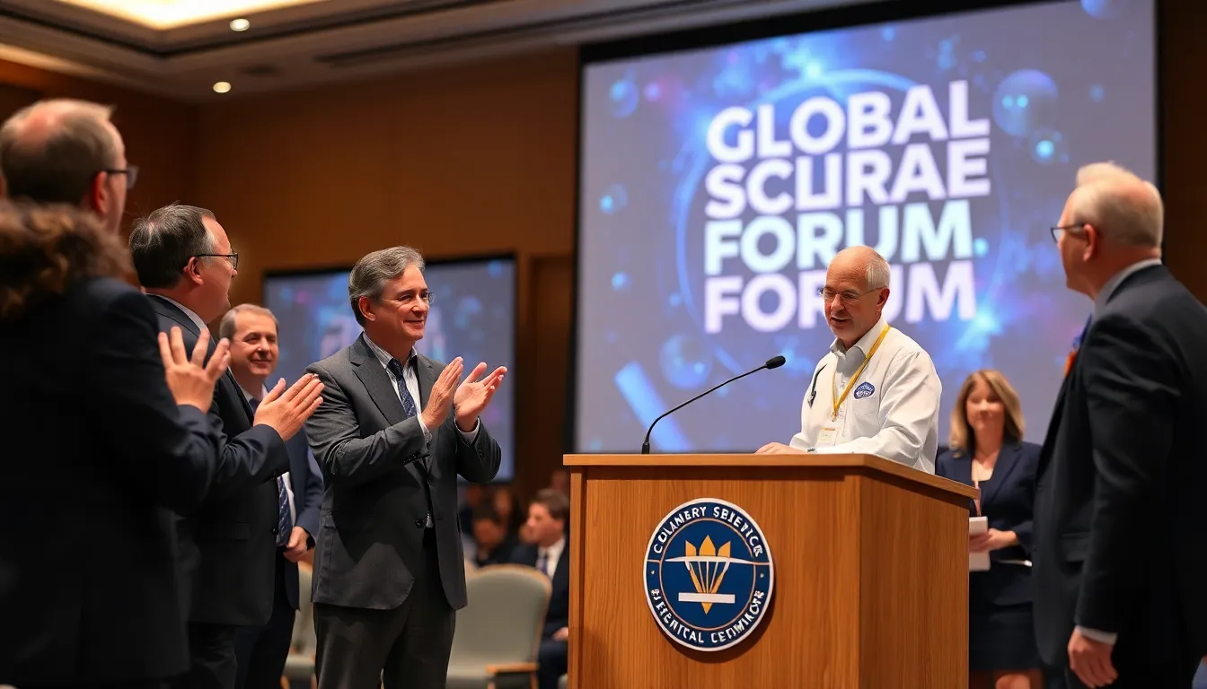 A diverse group of stakeholders, including scientists and private company representatives, discussing the future of space exploration and collaboration