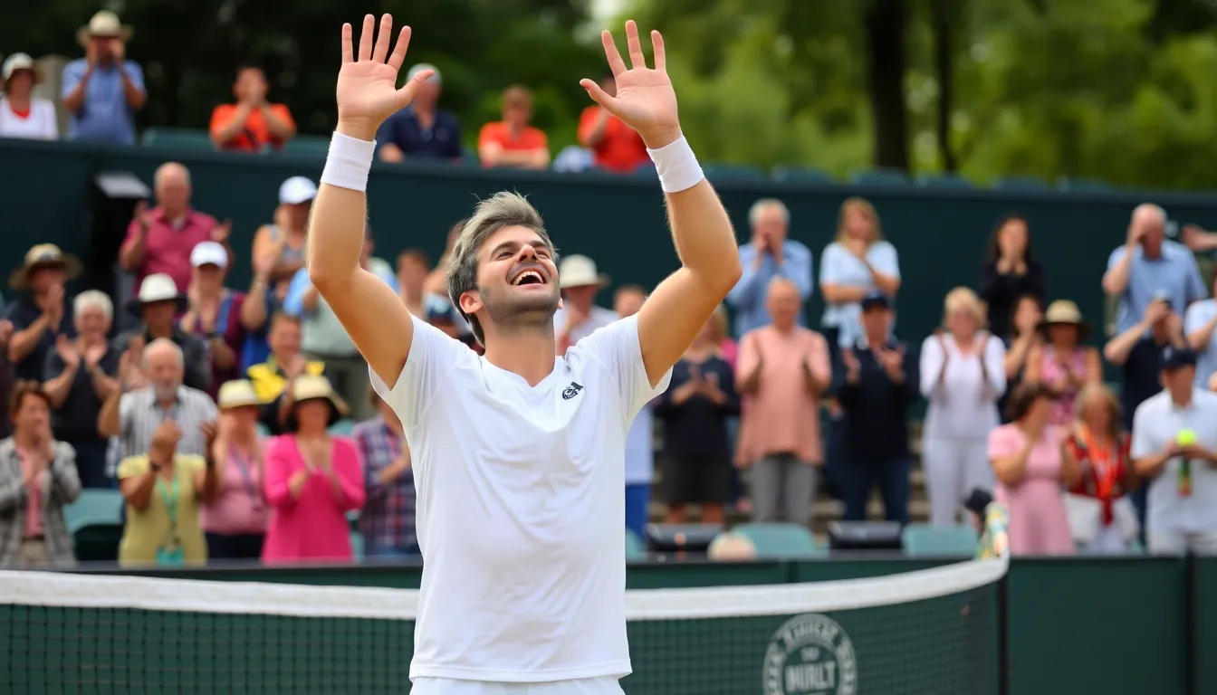 Jannik Sinner celebrates his victory over Daniil Medvedev after winning their semifinal match at the Italian Open in Rome.
