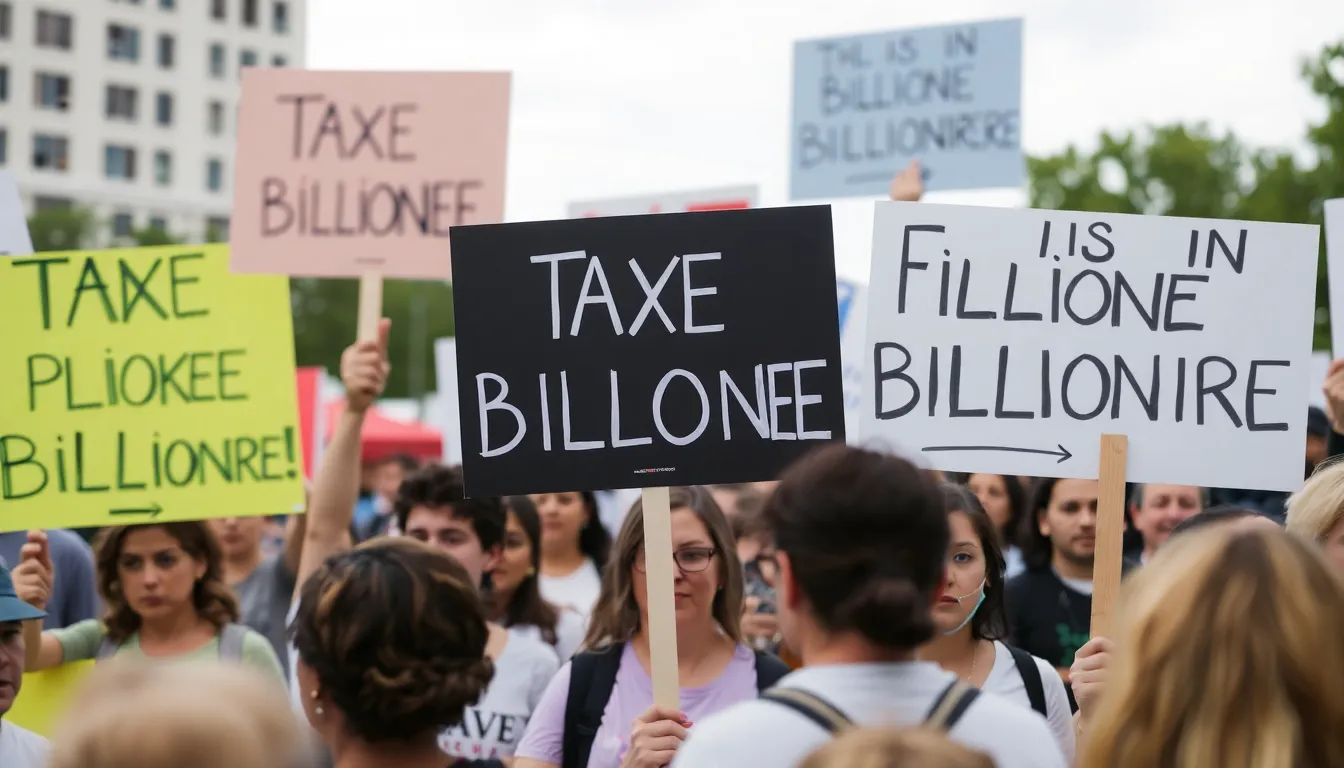 A public forum featuring experts debating the pros and cons of imposing higher taxes on the wealthy, highlighting various stakeholder perspectives
