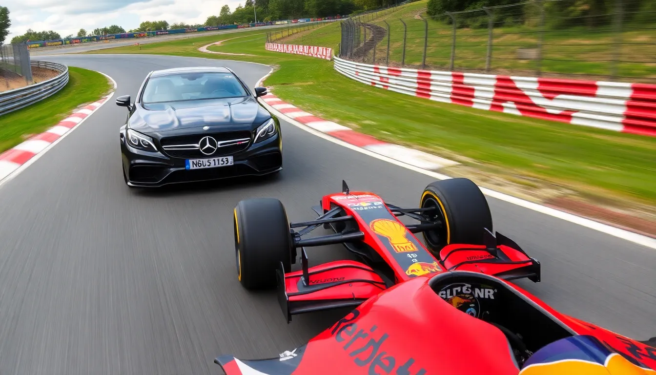 The MercedesAMG Petronas Formula One Team working on the car's design, emphasizing the collaborative effort behind innovative engineering solutions for competitive racing