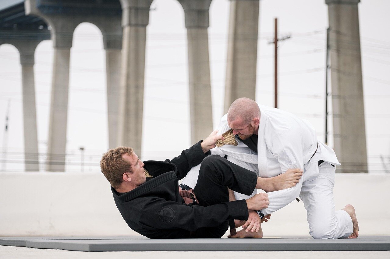 A scene depicting a live MMA event, illustrating the crossover between the gaming world and reallife mixed martial arts competitions