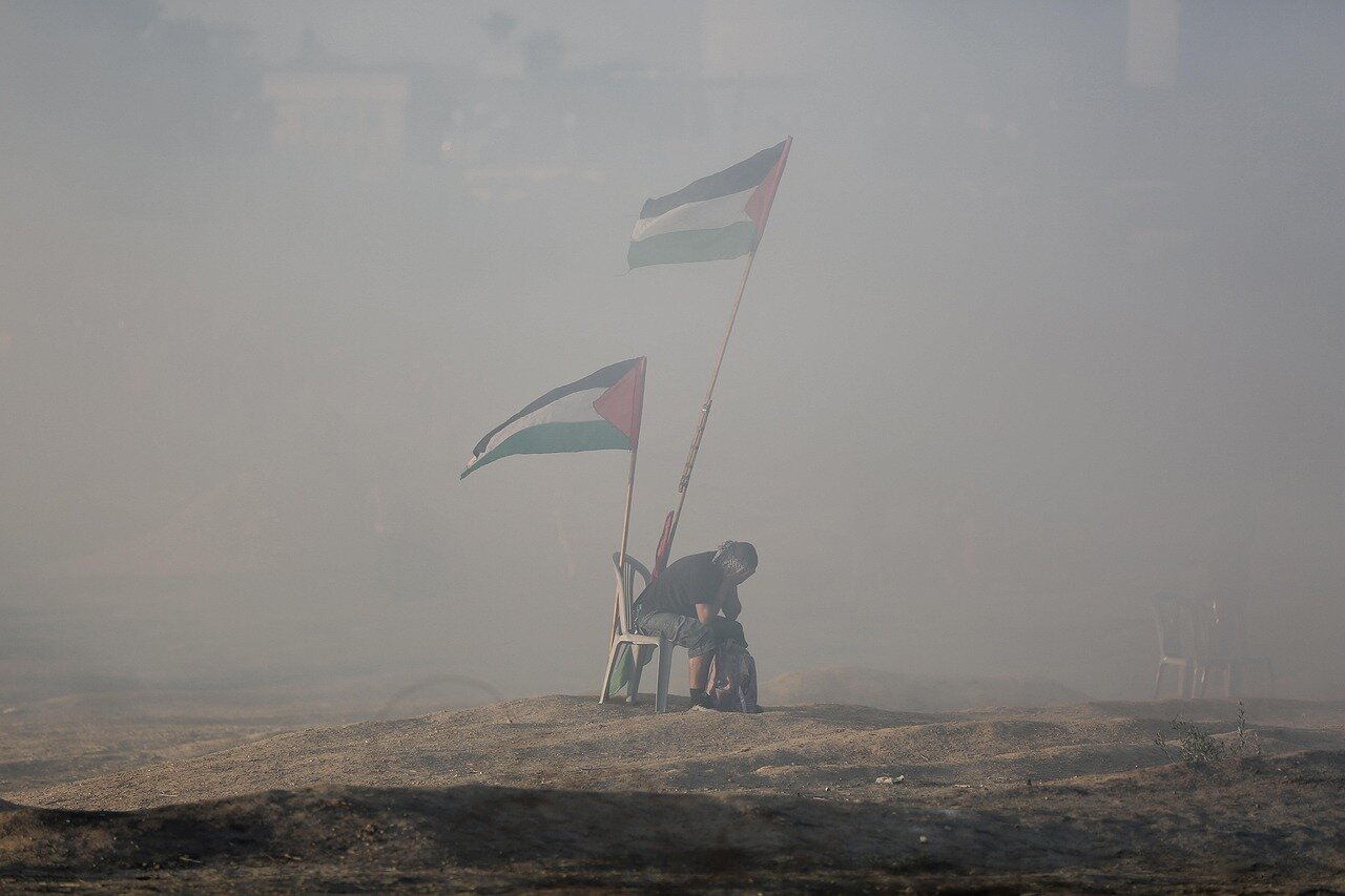A makeshift memorial set up in the community, honoring the life of the Palestinian baby who lost their life during the recent violence